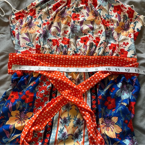 NWOT Maggy London Women's Multicolor Blue Print High Neck Maxi Dress Size 2 - Picture 8 of 10